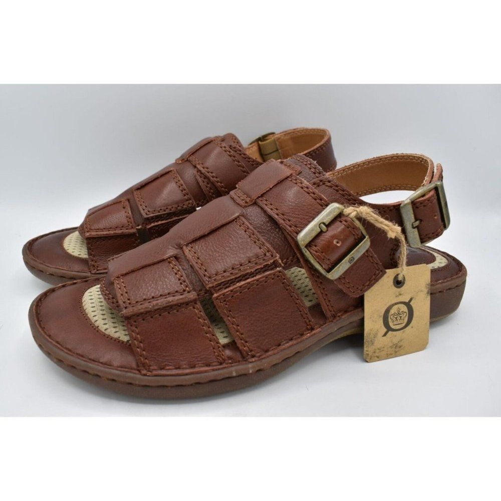 Born Mens Size 12 Miguel Full Grain Leather Dark Tan Bourban‎ Sandals Shoes